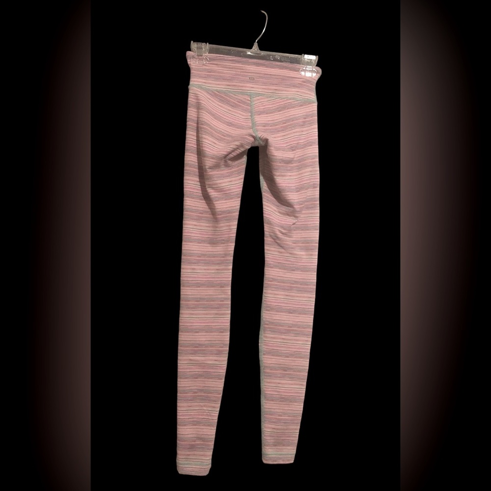 Lululemon Full Length Wunder Under Mint/Pink stripes. With Pockets 4 EUC - Picture 6 of 10